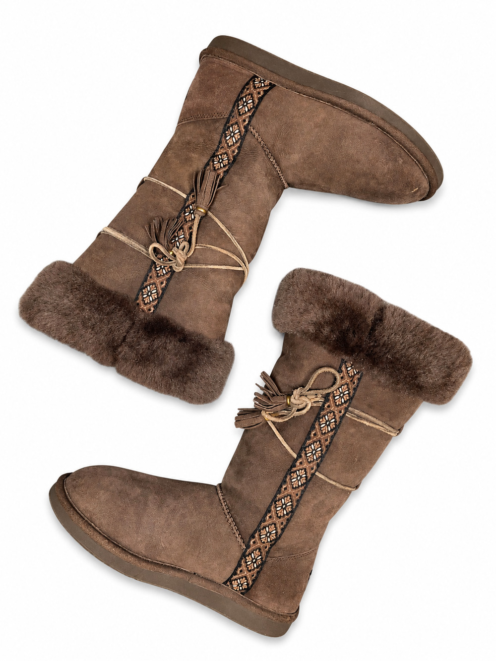 L.L.Bean Brown Suede Shearling Fur Tall Winter Boots Women’s Size 9 Medium